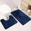 2pcs Fern Leaf Embossed Memory Foam Bath Mat Non-Slip Absorbent Floor Rug for Bathroom Toilet Home Soft Shower Carpet