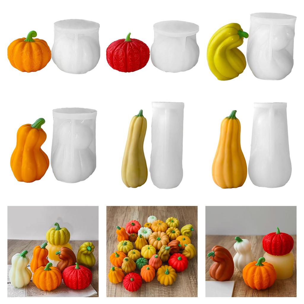 Pumpkin Candle Mould Halloween Silicone Molds Ornament Molds Castings Molds Plasters Molds for Home Decoration