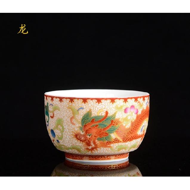 1pcs Ceramic Golden Dragon and Phoenix Master Cup Cloisonn É Large Tea Cup Kung Fu Tea Set  150ml