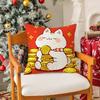 Cute Cartoon Festive Lucky Cat Pillow Case Silky Short Plush With Invisible Zipper Dustproof Sofa Cushion Cover