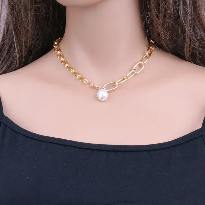 2024 Fashionable Female Baroque Alien Imitation Pearl Necklace Simple and Versatile Love Two-piece Set Creative Gift Accessories