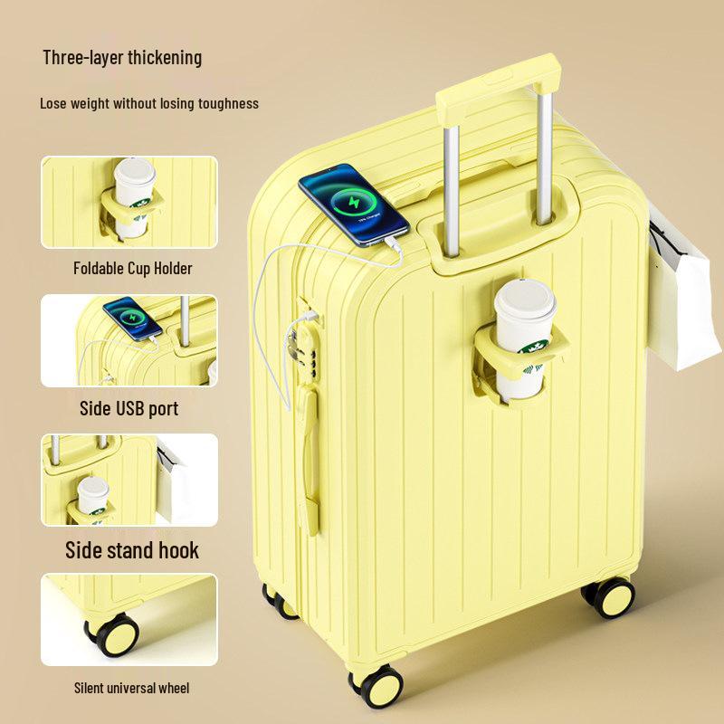 Sturdy Carry-On Suitcase with Wheels, Durable, Large Capacity, Password Lock, and Charging Port