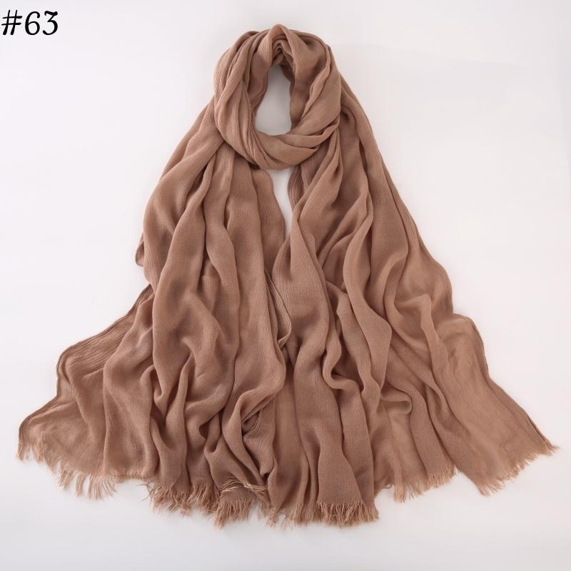 

95 Colors Soft Cotton Viscose Scarf Rayon Material Muslim Hijab Mid Eastern Plain Solid Color Headscarf With Tassel