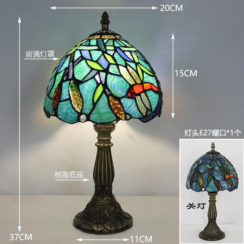 Håndlaget glassmaleriet bordlampe E27 retro lampeskjerm i middelhavsstil Bordlys Soverom Nattbord Dekorbelysning
