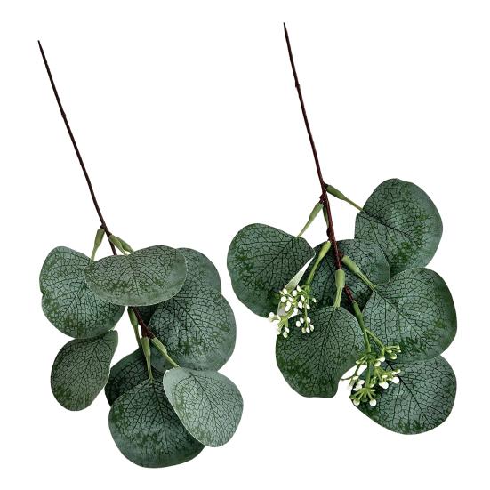5Pcs Artificial Eucalyptus Leaves with Fruits Realistic Fake Greenery Plants DIY Floral Arrangements Table Centerpiece Decoration