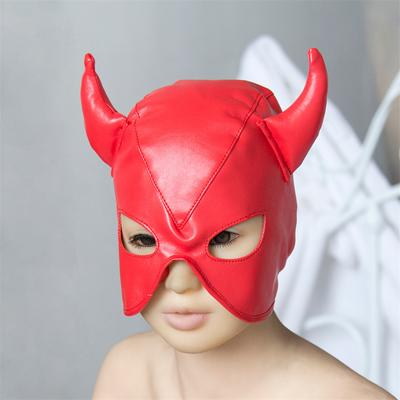 Móda Sexy Volský roh Hlava Maska Fetiš PU Kůže Maškarní Cosplay Dospělý Party Pokrývka hlavy Párové Hry Kukla Maska