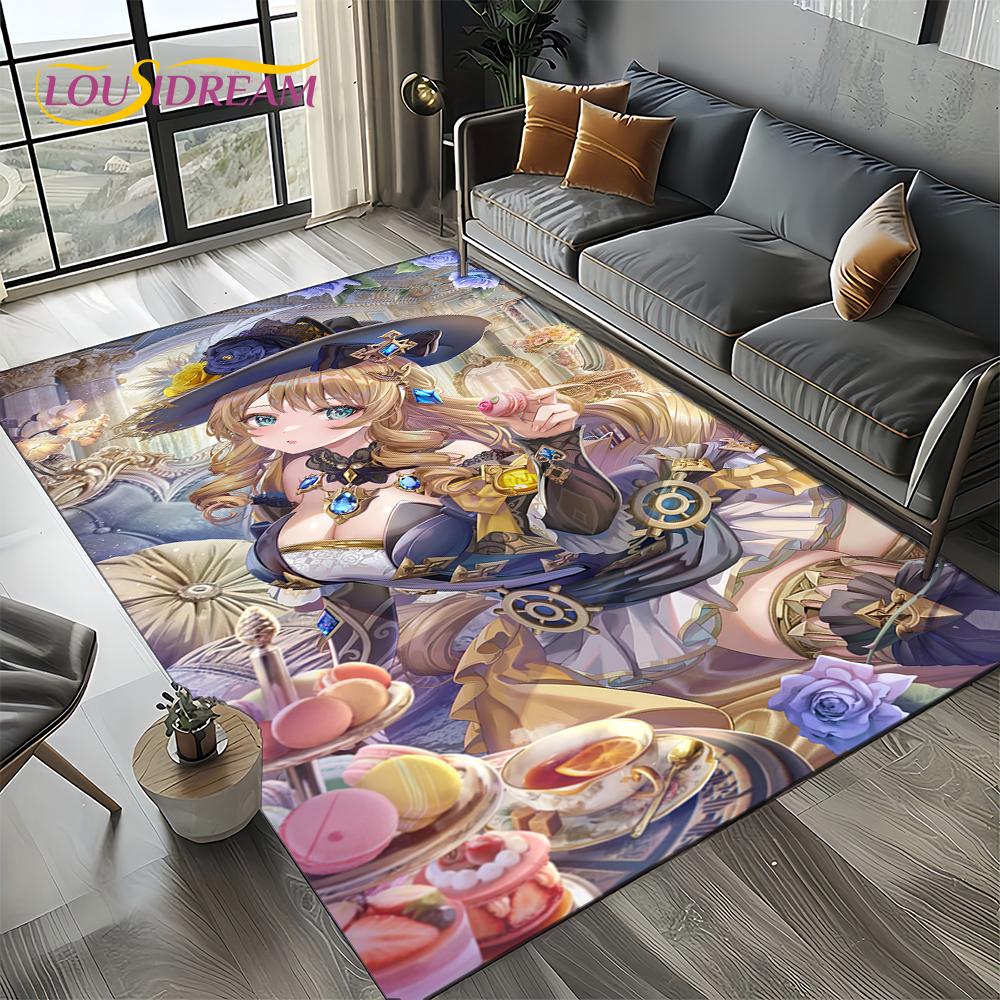 Nowy Dywanik Kreskówkowy Solo do Gier Genshin Impact do Salonu Sypialni Dekoracja Domowa Sofa, Mata Podłogowa Antypoślizgowa do Zabawy dla Dzieci