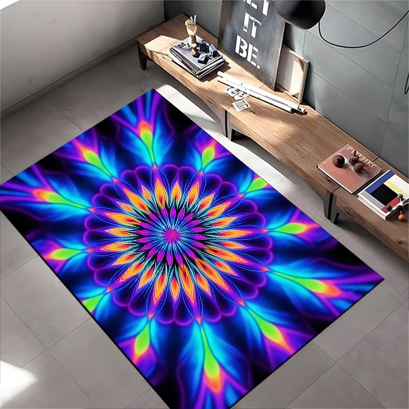 Colorful Mandala Pattern Carpet, Bohemian Style Living Room Decor Rug Suitable for use as an anti-slip for living room bedroom sofas