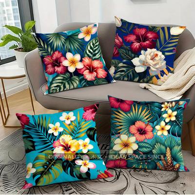 Tropical Floral Pillow Covers Pattern Cushion Cover Suitable for Sofa Bedroom Car Pillow Cover