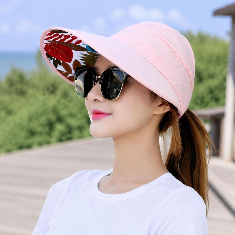 Breathable Open Top Sun Hat with Wraparound Sun Shade and Chin Cord for Hiking Fishing Travel and Summer Walks