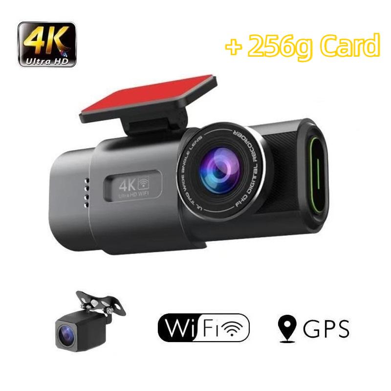 HD Dobbeltlinse Dashcam, 4K Ultra vidvinkel Natkamera, WiFi Dobbeltoptagelse For og Bag, og GPS-optager til Køretøjet