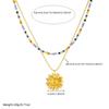 Gold Plated Stainless Steel Layered Rainbow Beaded Sunflower Pendant Necklace for Women