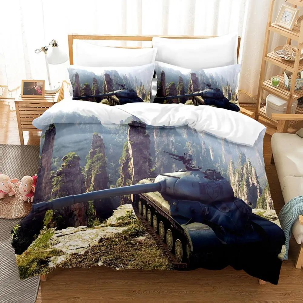 Tank Duvet Cover Set King Size War Theme Bedding Set Dirt Bike Quilt Cover For Kid Boys Men Comfortable Microfiber Quilt Cover
