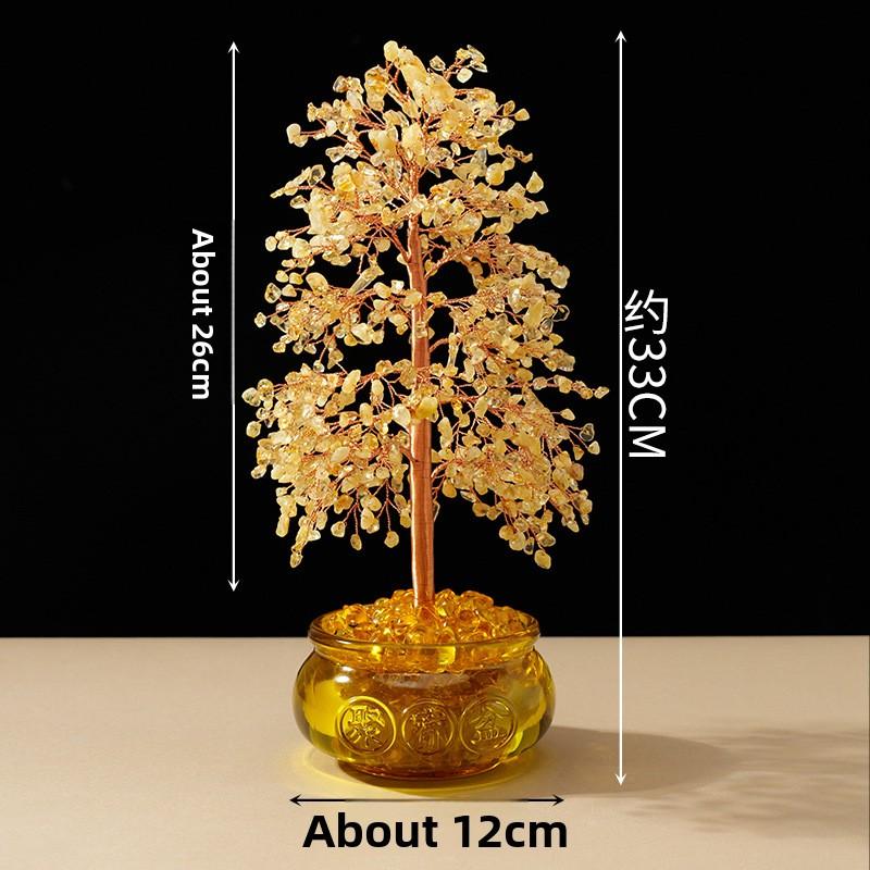 Överflöds horn Kristall Lyckoträd Citrin Pengaträd Öppningsgåvor Kontorsbordsdekoration Kristallträdprydnad