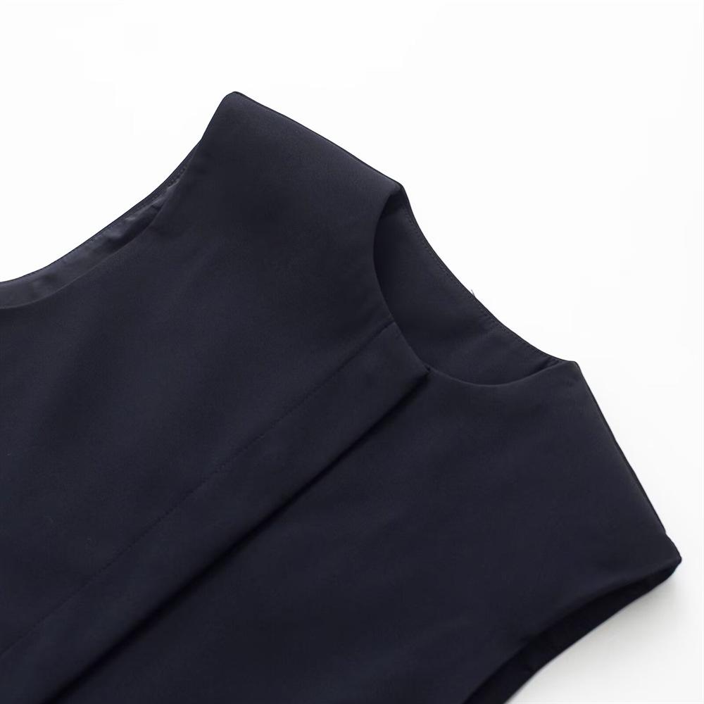 Spring 2025 Women's Versatile Sleeveless Round Neck Solid Color Short Vest