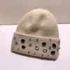Solid Color Warm Beanie Versatile Windproof Cap Gift Rhinestone Knitted Hat  Travel