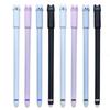 4-12PCS Cute Cat Pens Kawaii Erasable Gel Pens Set 0.5mm Blue/Black Ink Ballpoint Pens School Office Supplies Writing Stationer