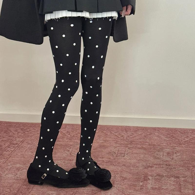 Original Nische Samt Polka Dot Strumpfhosen Koreanischer Ins Stil Retro Damen Bodensocken Frühling Spicy Girl Mode Rock Strümpfe