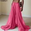 INCERUN Herren Elastischer Bund Doppellagig Patchwork Lässig Maxi Weitbein Hose