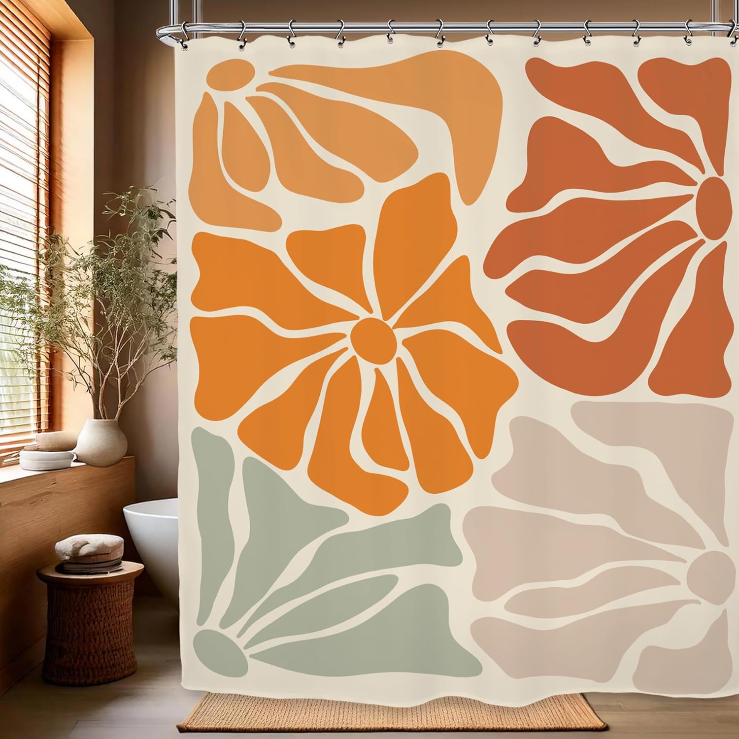 

Abstract Floral Print Shower Curtain 180X200Cm - Soft Polyester Waterproof Bathroom Curtain For Contemporary Home Decor W60H190(CM)-1 Pcs