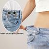 4pcs Pearl Chain Button Pins for Loose Jeans No Sew Pant Waist Tightener Adjustable Button Waistband Tightener Clips for Women