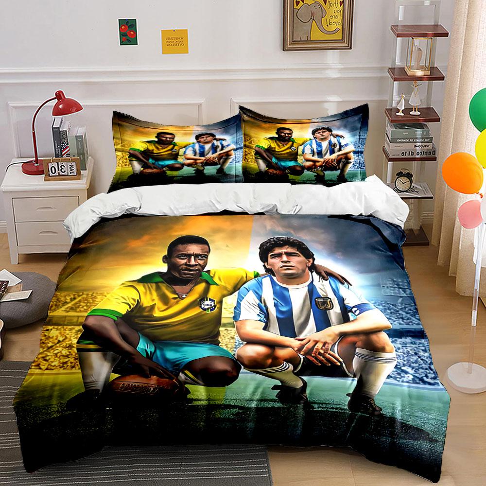 

Two soccer players kneeling. Bedding sets Duvet cover sets Duvet covers Pillowcases(1 * Duvet Cover 2 * Pillowcases, without duvet insert) 135x200cm