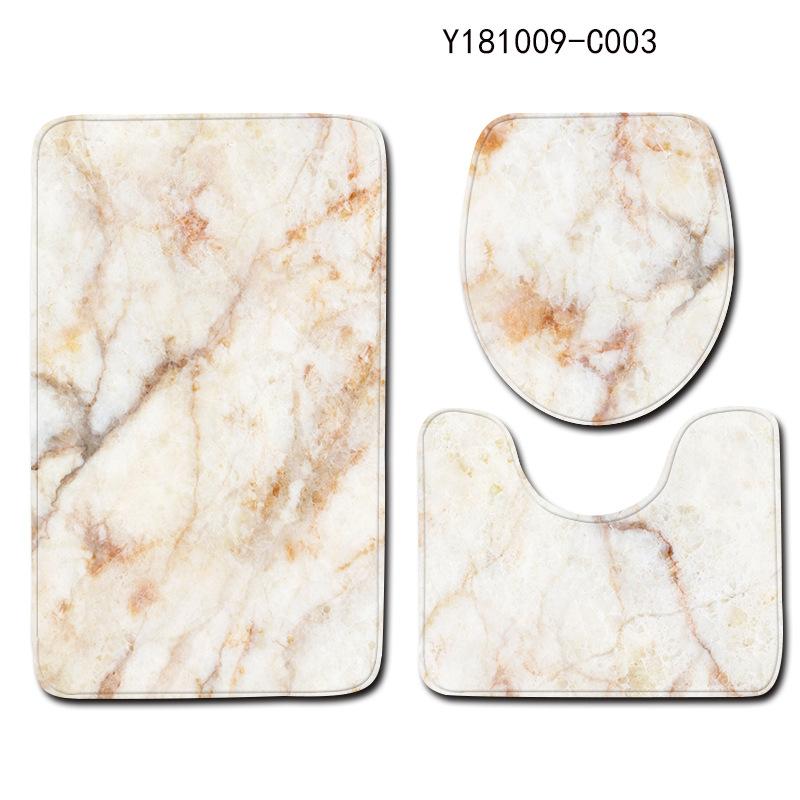 Marble Print Bathroom 3piece Set Nonslip Absorbent Bathroom Floor Mat Carpet Absorbent Shower Mat and Ushaped Carpet