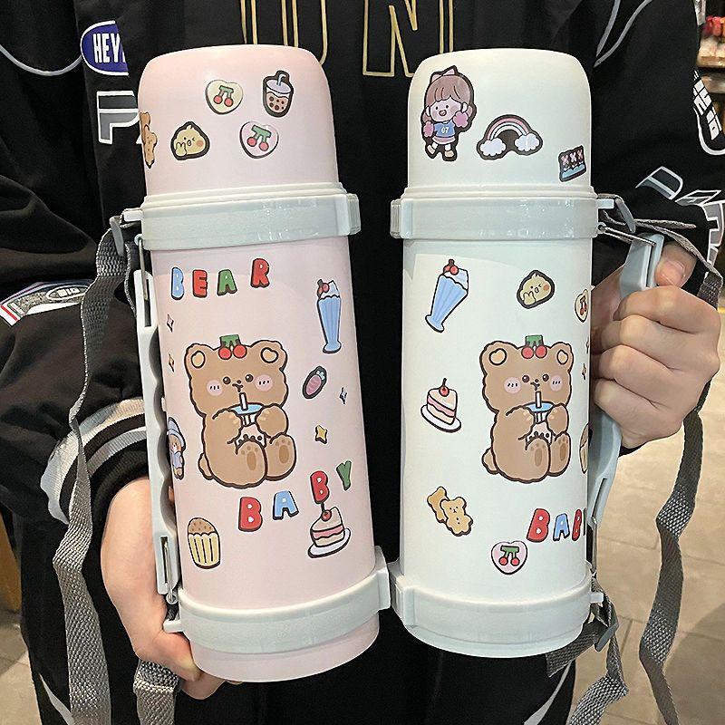 Large Capacity Insulation Cup 1100ml Vacuum Flasks Portable Stainless Steel Thermos Cup Water Bottle Travel Tea Mug Office Thermos Cup