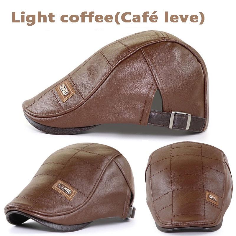 Leather Beret Hat Retro Newsboy Hats Warm Cap Duckbill Visor Boinas Flat Caps For Men