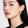 Elegant Ice Purple Egg-Shaped Earrings with Stepped Diamond Inlays