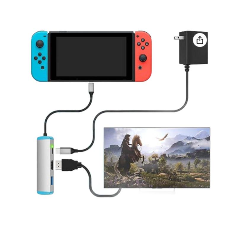 USB-C Hub with Power Supply: Laptop/Desktop to HDMI Dock and U Disk Expansion Switch