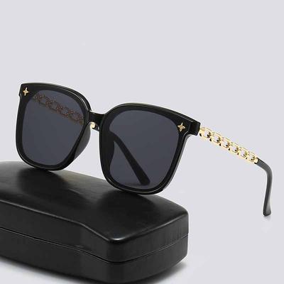 Oversized Square Frame Chain Sunglasses UV400 Protection Retro Chic Glasses for Women