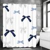Bowtie Blue White Blue and White Checkered Shower Curtain, Bathroom Decorative Shower Curtain, Waterproof Shower Curtain with Ho