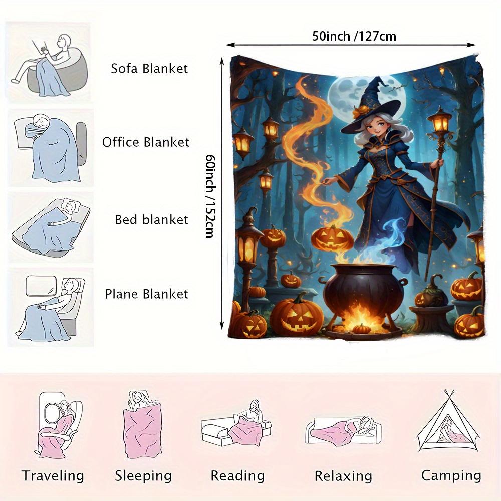 Magical Halloween Witch Blanket: Embrace The Enchanting Design, Ultra-Soft Fabric, And Cozy Vibes For Your Festive Home Decor