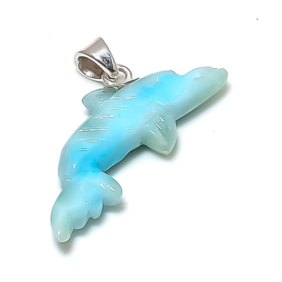 

Natural Larimar Gemstone Handmade 925 Sterling Silver Jewelry Pendant 0.87 q0D75