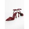 Women's Martini Black Patent Leather Belted Ankle Stiletto