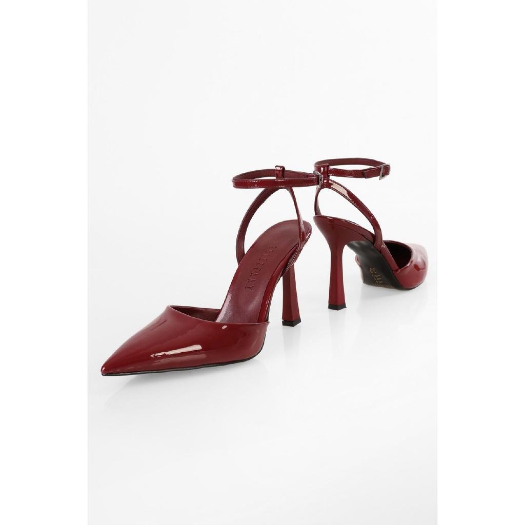 Women's Martini Black Patent Leather Belted Ankle Stiletto