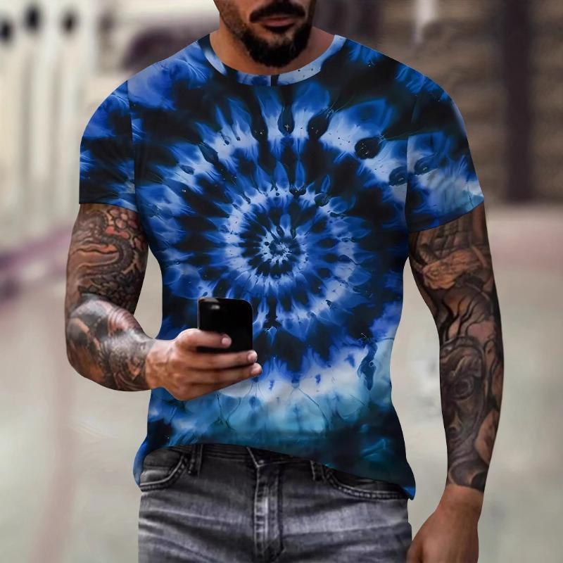 New 3D T-shirt for Men's Hip Hop Short Sleeve Top, Fire Ball Harajuku Men's T-shirt