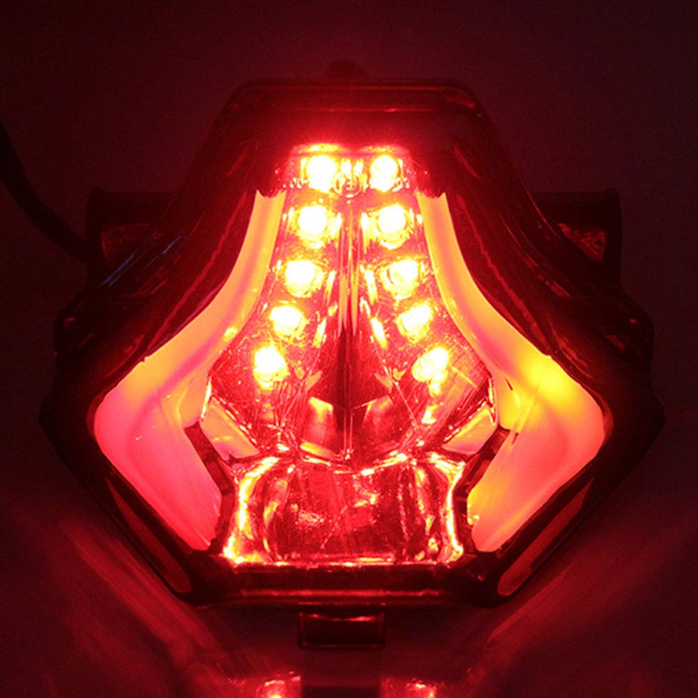 Akozon Motorcycle LED Tail Light with Turn Signals for Yamaha MT-07, FZ-07, YZF-R3, and YZF-R25 (Red)