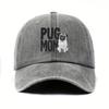 PUG MOM Baseball Cap with Pug Dog Print  Adjustable Snapback Closure Lightweight Comfortable Fabric Multiple Colors  Perfect
