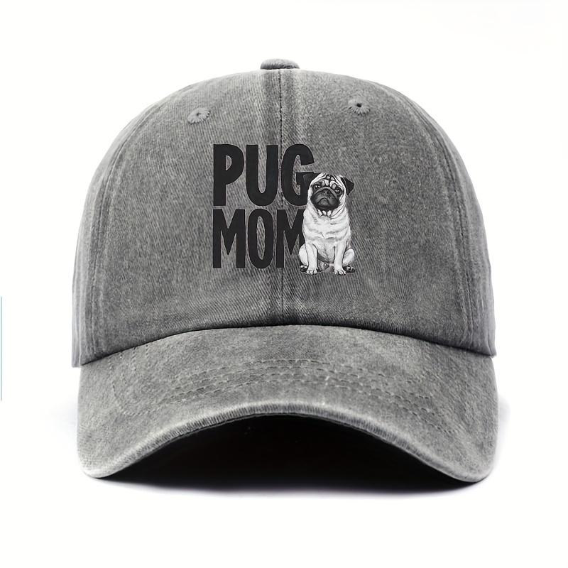 PUG MOM Baseball Cap with Pug Dog Print  Adjustable Snapback Closure Lightweight Comfortable Fabric Multiple Colors  Perfect