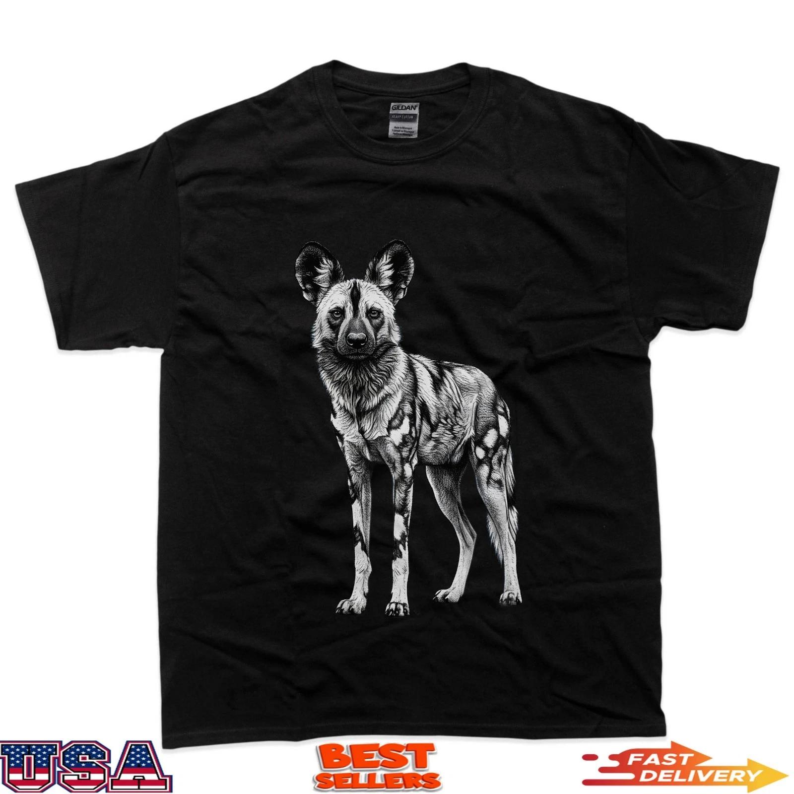 Retro African Wild Dog Lover Safari Nature Art T-Shirt 4XL