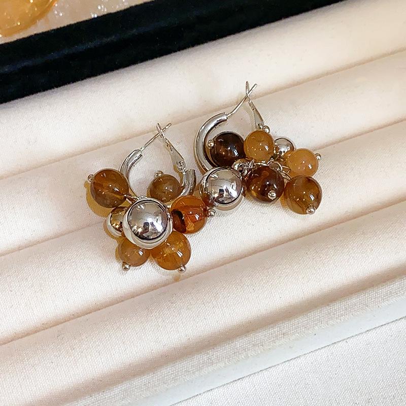 Silver Needle Geometric Irregular Resin Y2K Earrings - Retro Stud Ear Accessories for Women