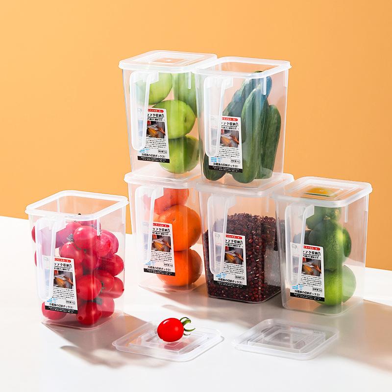 1-6Pcs Refrigerator Storage Box Fridge Side Door Food Fresh Boxes Bins With Handle For Fruit Vegetable Home Kitchen Organizer