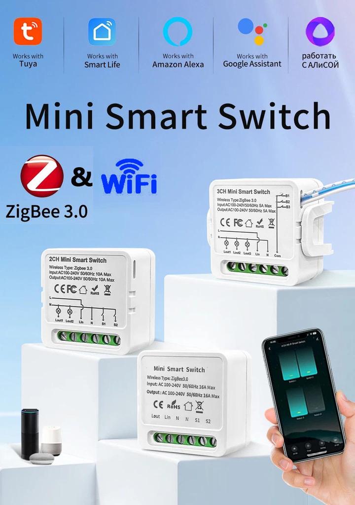 Graffiti Zigbee/WiFi Smart Multi-Way On/Off Switch with Alexa Voice Remote Control