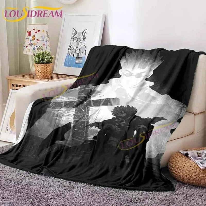 Trigun Flannel Blankets Anime Blankets Vash The Stampede Throw Blanket for Sofa Livingroom Hiking Picnic Blanket Vintage Gift