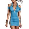 2026 summer female elegant sports wind off-the-shoulder elastic contrasting color striped tight mini dress