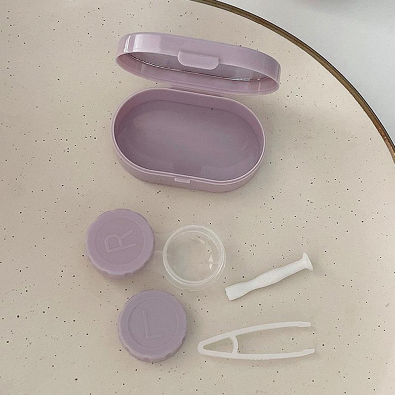 1 Box Mini Contact Lens Case Smooth Candy Women Small Portable Travel Holder Eye Care Container Storage with Mirror Lenses Box