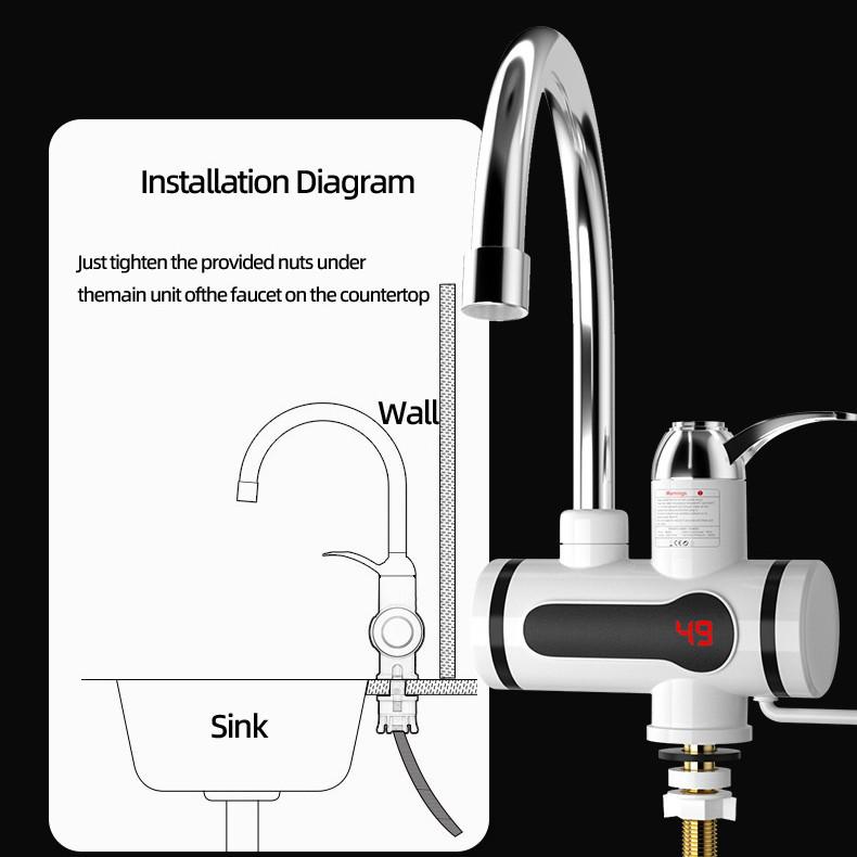 Natychmiastowy Elektryczny Kran Bojler z Cyfrowym Wyświetlaczem do Pryszniców Gorącej i Zimnej Wody