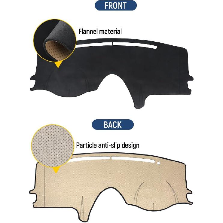 BIBLOZ Dash Cover For Toyota Sienna 2004-2010 Accessories Black Flannel Dashboard Cover Mat Car Dashboard UV Sun Protection